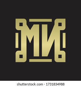 MN Logo monogram with piece line art design template