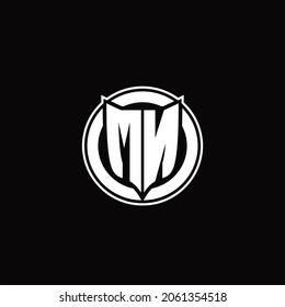 MN Logo monogram with shield and circluar shape design tamplate on black background