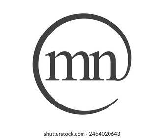 MN logo from two letter with circle shape email sign style. M and N round logotype of business company for brand identity.