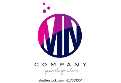 MN M N Circle Letter Logo Design with Purple Magenta Dots Bubbles Vector Illustration