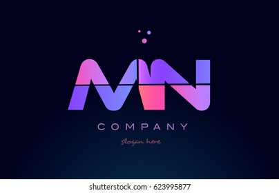 mn m n creative color blue background pink purple blue magenta alphabet letter company logo vector icon design