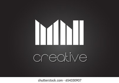 MN M N Creative Letter Logo Design With White and Black Lines.