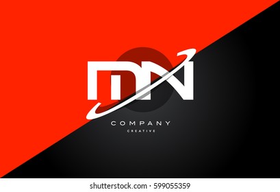 mn m n  red black white technology swoosh alphabet company letter logo design vector icon template 