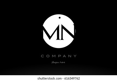 MN M N simple black white circle background alphabet company logo design vector icon template