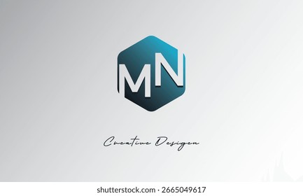 MN Minimal Polygon Shape Abstract Negative Space Symbol for Branding Use"