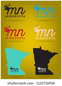 MN minnesota sign concept with map, vector eps 10.