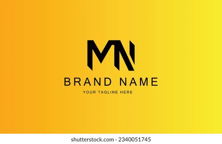 MN MNV MV brand minimal professional creative black logo design for all kinds of business with yellow red gradient background template  