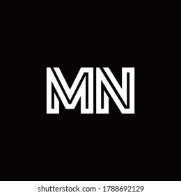 MN monogram logo with abstract line design template