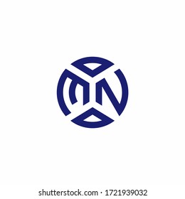 Logotipo de monograma MN con formas abstractas en una plantilla de diseño de estilo moderno