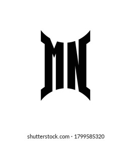 MN monogram logo with curved side design template