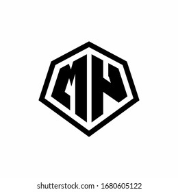MN monogram logo with hexagon shape and line rounded style design template isolated on white background