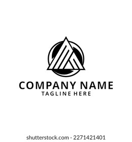 MN monogram logo with trianggle shape and ring circle rounded design template