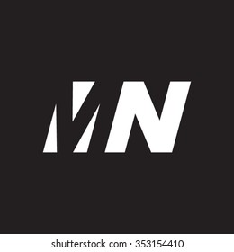 MN negative space letter logo black background