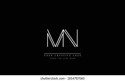 MN NM abstract vector logo monogram template