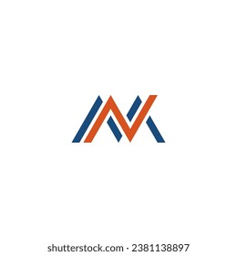 MN or NM monogram logo - blue and red