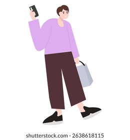 Mn office people illsutartion concept. holding phone