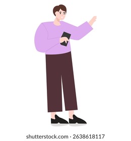 Mn office people illsutartion concept. holding phone