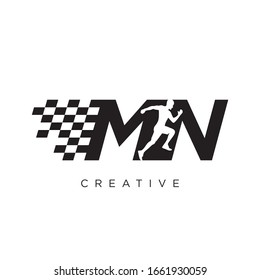 mn run logo design vector icon