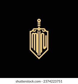 MN vintage shield and sword initial logo in high quality professional design that will print well across any print media