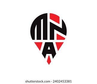 MNA letter location shape logo design