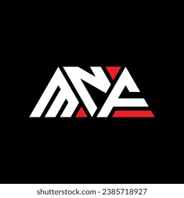 MNF triangle letter logo design with triangle shape. MNF triangle logo design monogram. MNF triangle vector logo template with red color. MNF triangular logo Simple, Elegant, and Luxurious design.
