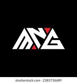 MNG triangle letter logo design with triangle shape. MNG triangle logo design monogram. MNG triangle vector logo template with red color. MNG triangular logo Simple, Elegant, and Luxurious design.