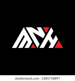 Diseño del logotipo de la letra triangular MNH con forma triangular. Monograma de diseño del logotipo del triángulo MNH. Plantilla de logotipo vectorial de triángulo MNH con color rojo. Logo triangular de MNH Diseño sencillo, elegante y lujoso.