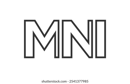 MNI logo design template with strong and modern bold text. Initial based vector logotype featuring simple and minimal typography. Trendy company identity ideal for businesses brand presence.