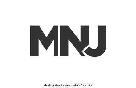 MNJ logo design template with strong and modern bold text. Initial based vector logotype featuring simple and minimal typography. Trendy company identity ideal for businesses brand presence.
