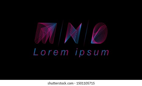 MNO Font Logo Type Template in futuristic disco style