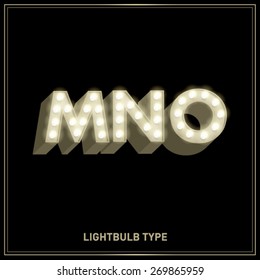 m,n,o lightbulb typeface/font vector/illustration