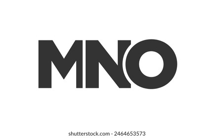 MNO-Logo-Design-Vorlage mit kräftigem und modernem Fettdruck. Einfache und minimale Typografie auf Basis des Logos für die Vektorgrafik. Trendige Firmenidentität ideal für Unternehmen brande Präsenz.