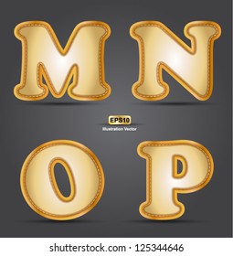 MNOP character gold embroidery vector
