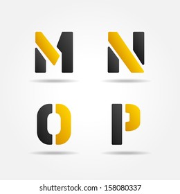 mnop yellow stencil letters