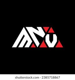 MNV triangle letter logo design with triangle shape. MNV triangle logo design monogram. MNV triangle vector logo template with red color. MNV triangular logo Simple, Elegant, and Luxurious design.