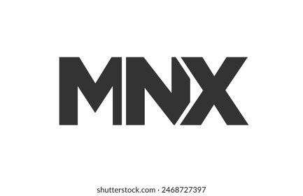 Plantilla de diseño de logotipo MNX con texto en negrita fuerte y moderno. Logotipo de Vector inicial basado en tipografía simple y mínima. Identidad de empresa de moda ideal para la presencia de marca de negocios.