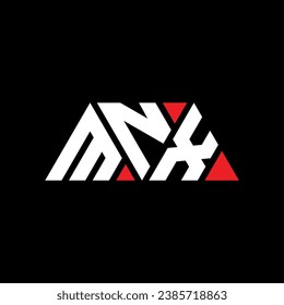 MNX triangle letter logo design with triangle shape. MNX triangle logo design monogram. MNX triangle vector logo template with red color. MNX triangular logo Simple, Elegant, and Luxurious design.