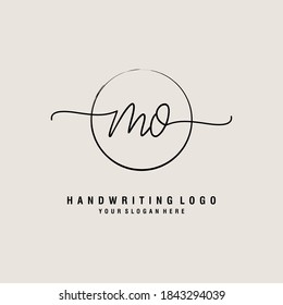 MO Initial handwriting logo template vector