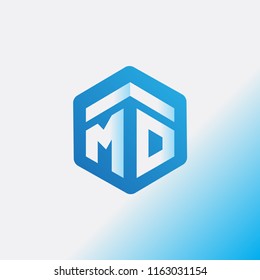 MO Initial letter hexagonal logo vector