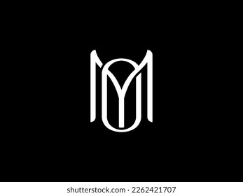 MO initial letter, OM Monogram, for shop, wedding, initials or brand logo icon business, with isolated black background.