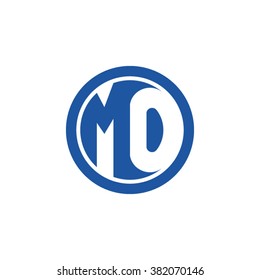 MO initial letters circle business logo blue