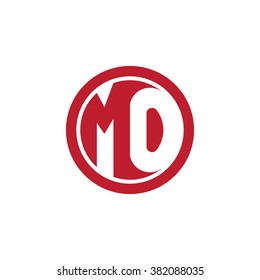 MO initial letters circle business logo red