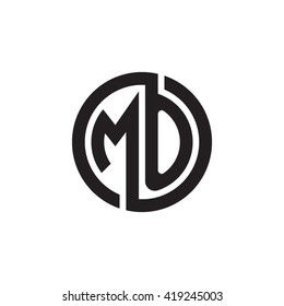 MO initial letters looping linked circle monogram logo