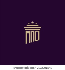 MO initial monogram logo design for lawfirm lawyers with pillar vector image