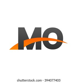 MO initial overlapping swoosh letter logo black orange