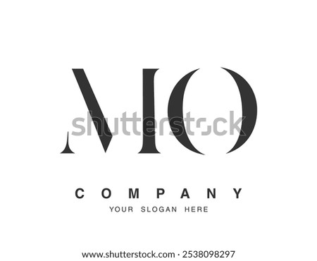 MO logo design. Initial letter m and o serif font style. Creative classic company name typography. Trendy logotype or identity. Vector illustration.