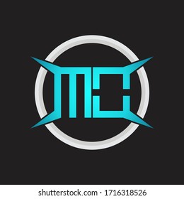 MO Logo monogram with circle and four taper shape design template