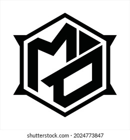 MO Logo monogram with hexagon and sharp shape design template