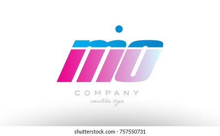 mo m o alphabet letter combination in pink and blue color. Can be used as a logo for a company or business with initials
