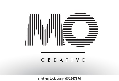 MO M O Black and White Letter Logo Design with Vertical and Horizontal Lines.